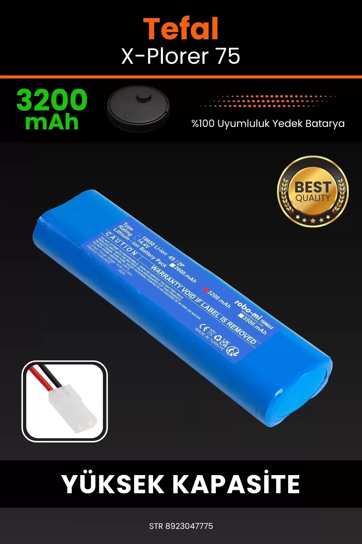 Tefal X-Plorer 75 3200mAh Robot Süpürge Bataryası - Gerçek Kapasite, Maksimum Güvenlik