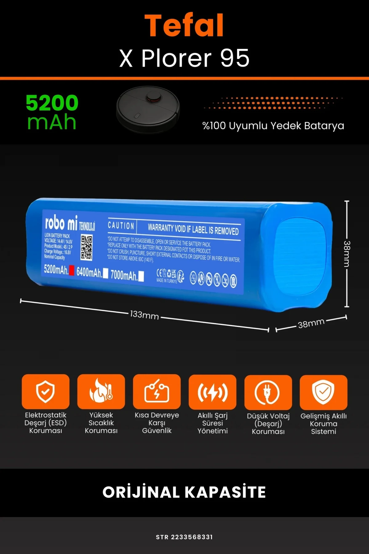 Tefal X-Plorer 95 5200mAh Robot Süpürge Bataryası - Gerçek Kapasite, Maksimum Güvenlik