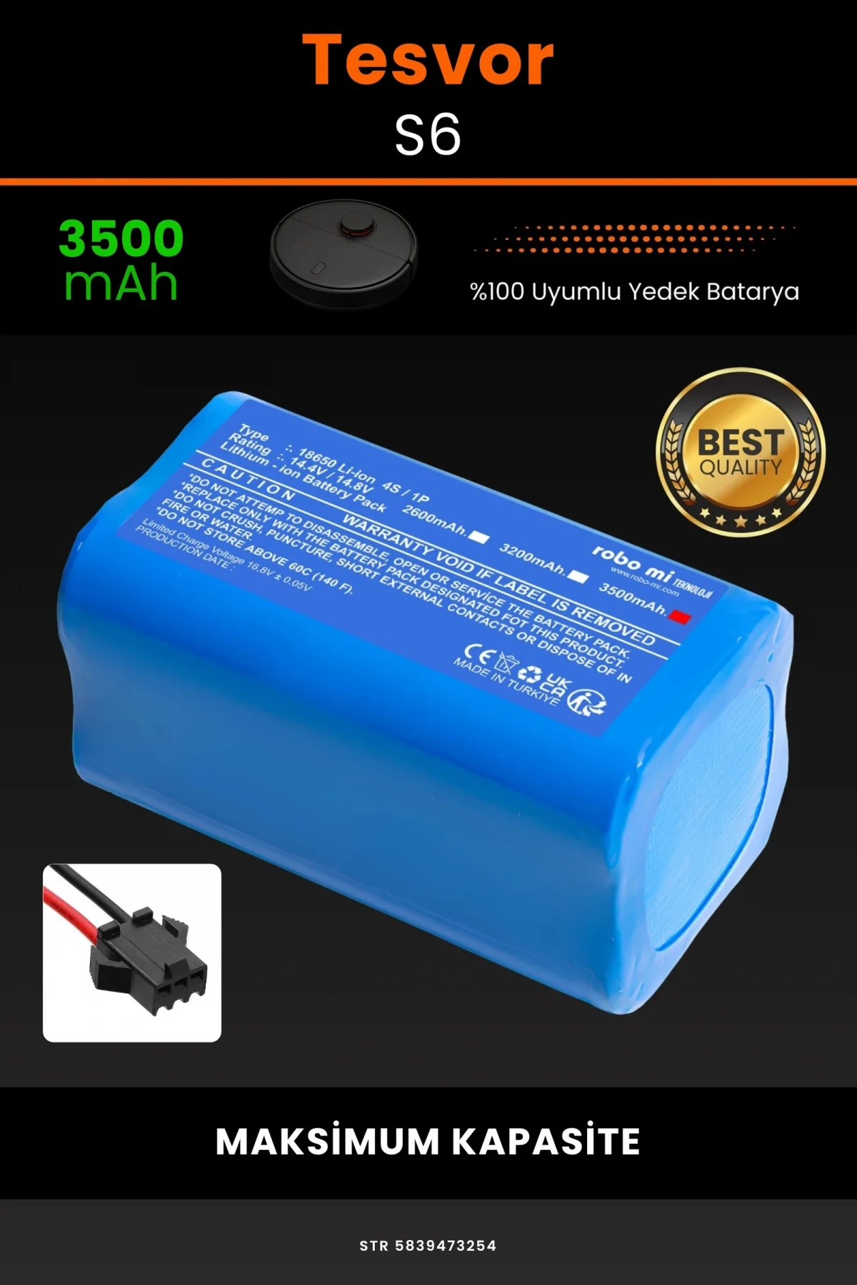 Tesvor S6 3500mAh Robot Süpürge Bataryası - Gerçek Kapasite, Maksimum Güvenlik