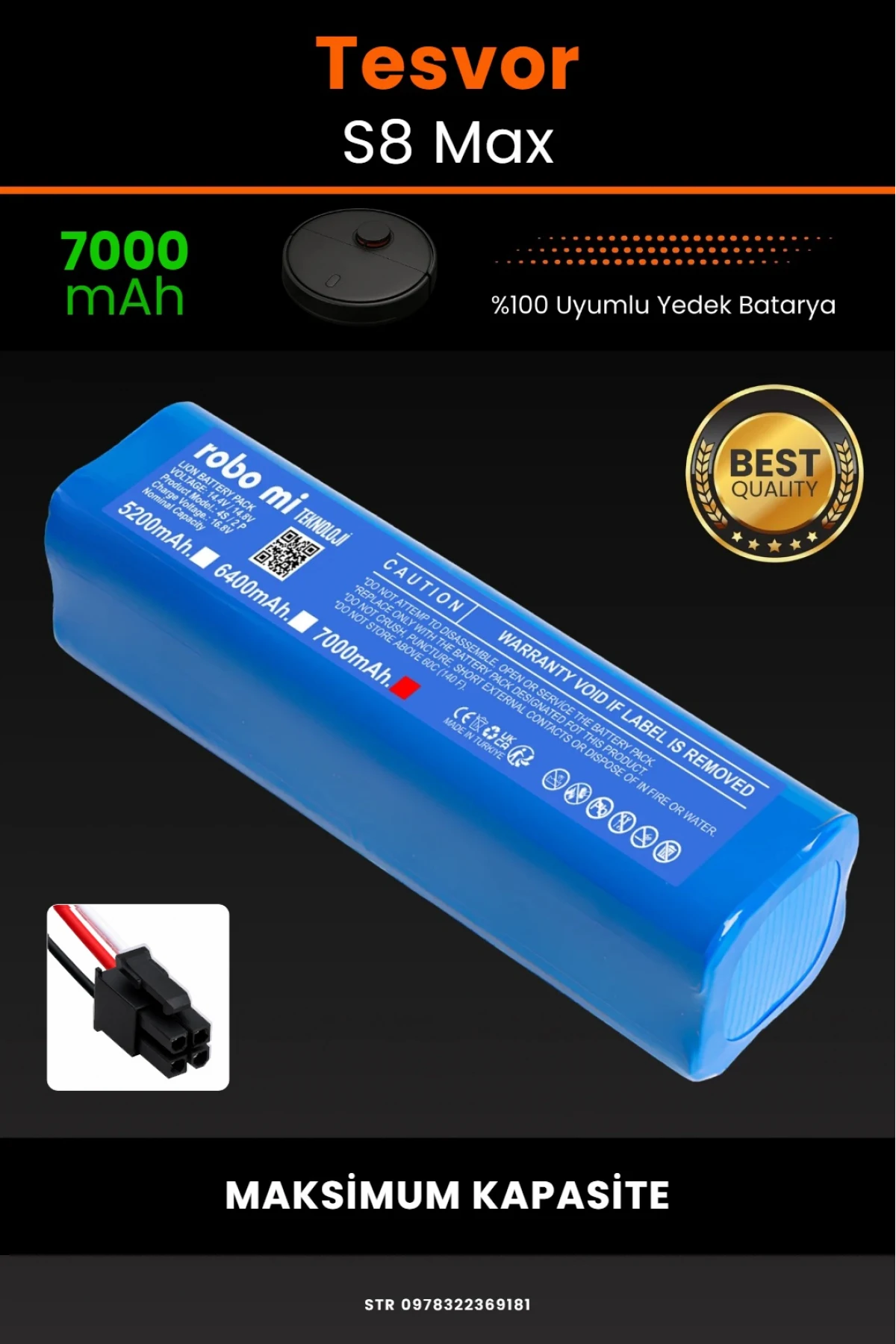 Tesvor S8 Max Uyumlu 7000mAh Robot Süpürge Bataryası - Maksimum Kapasite