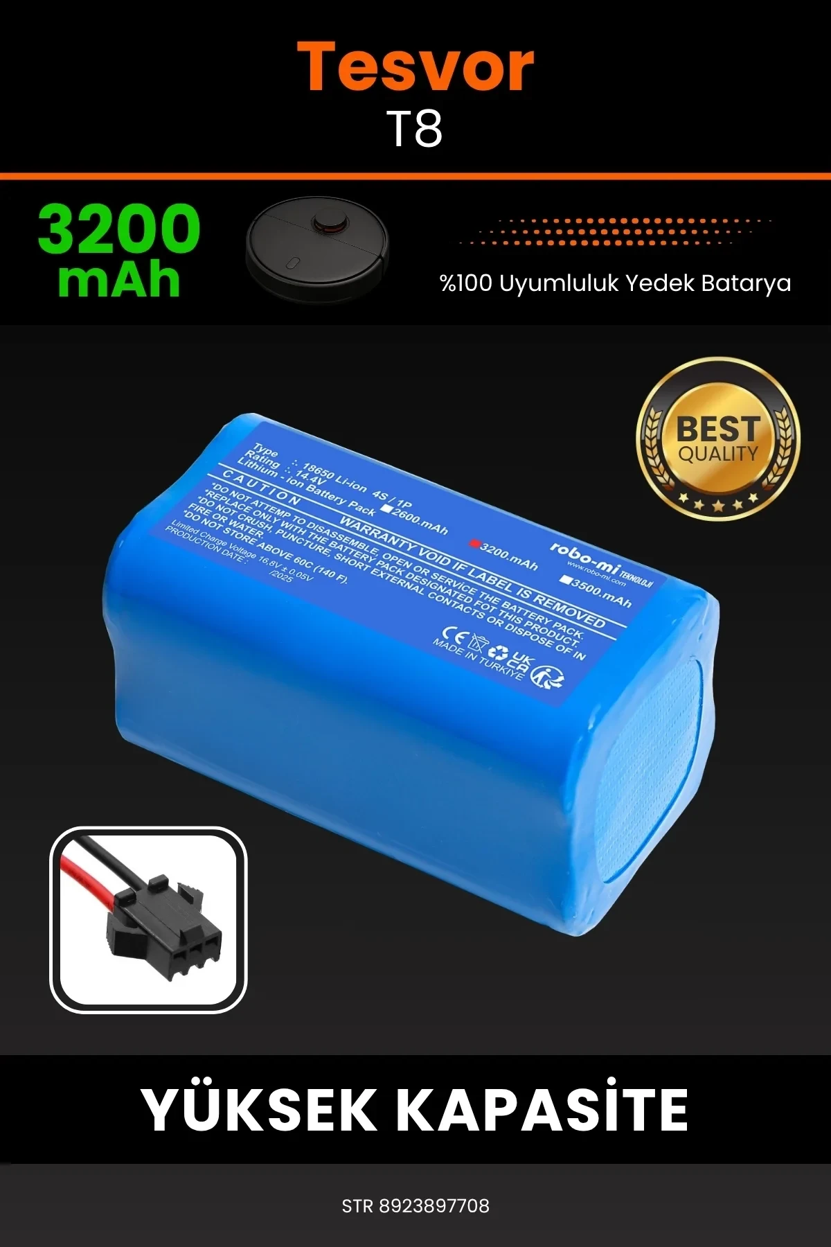 Tesvor T8 3200mAh Robot Süpürge Bataryası - Gerçek Kapasite, Maksimum Güvenlik