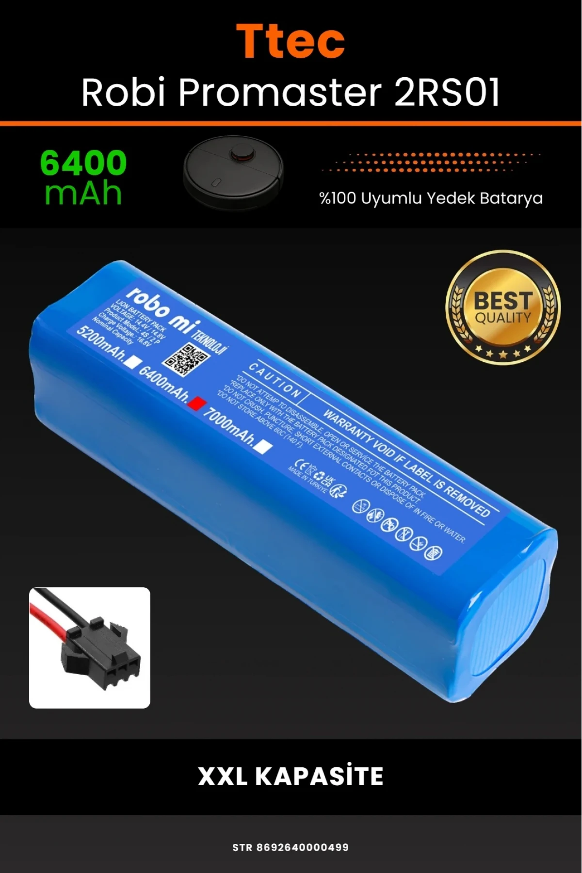 TTEC Robi ProMaster Uyumlu 6400mAh Robot Süpürge Bataryası - Ultra Extended Kapasite