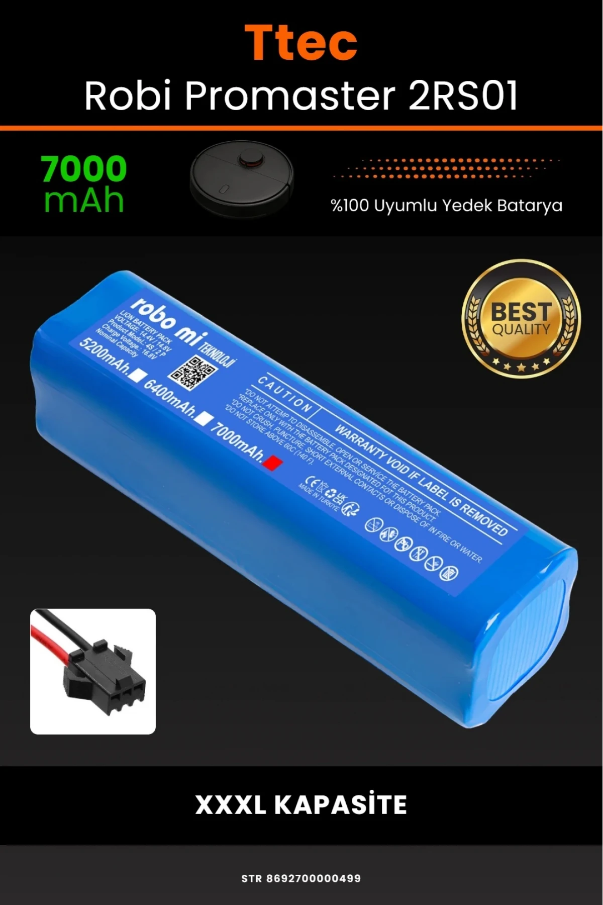 TTEC Robi ProMaster Uyumlu 7000mAh Robot Süpürge Bataryası - Ultimate Kapasite