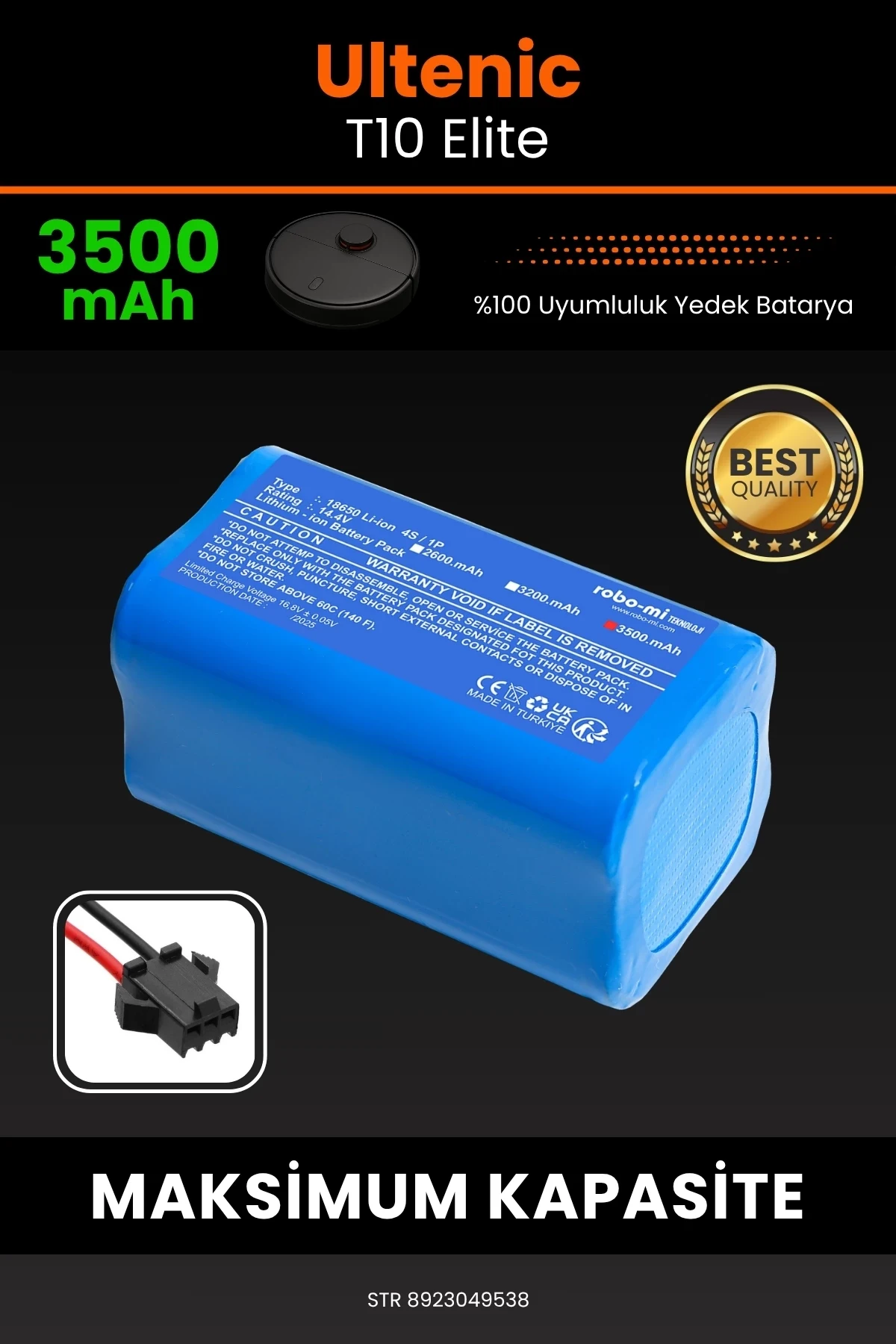 Ultenic T10 Elite 3500mAh Robot Süpürge Bataryası - Yüksek Yoğunluklu Li-ion Hücre