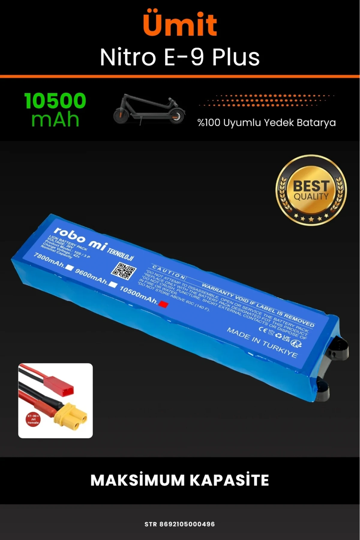 Ümit Nitro E9 Plus Elektrikli Scooter Uyumlu 10500mAh Batarya Modülü - Maksimum Kapasite