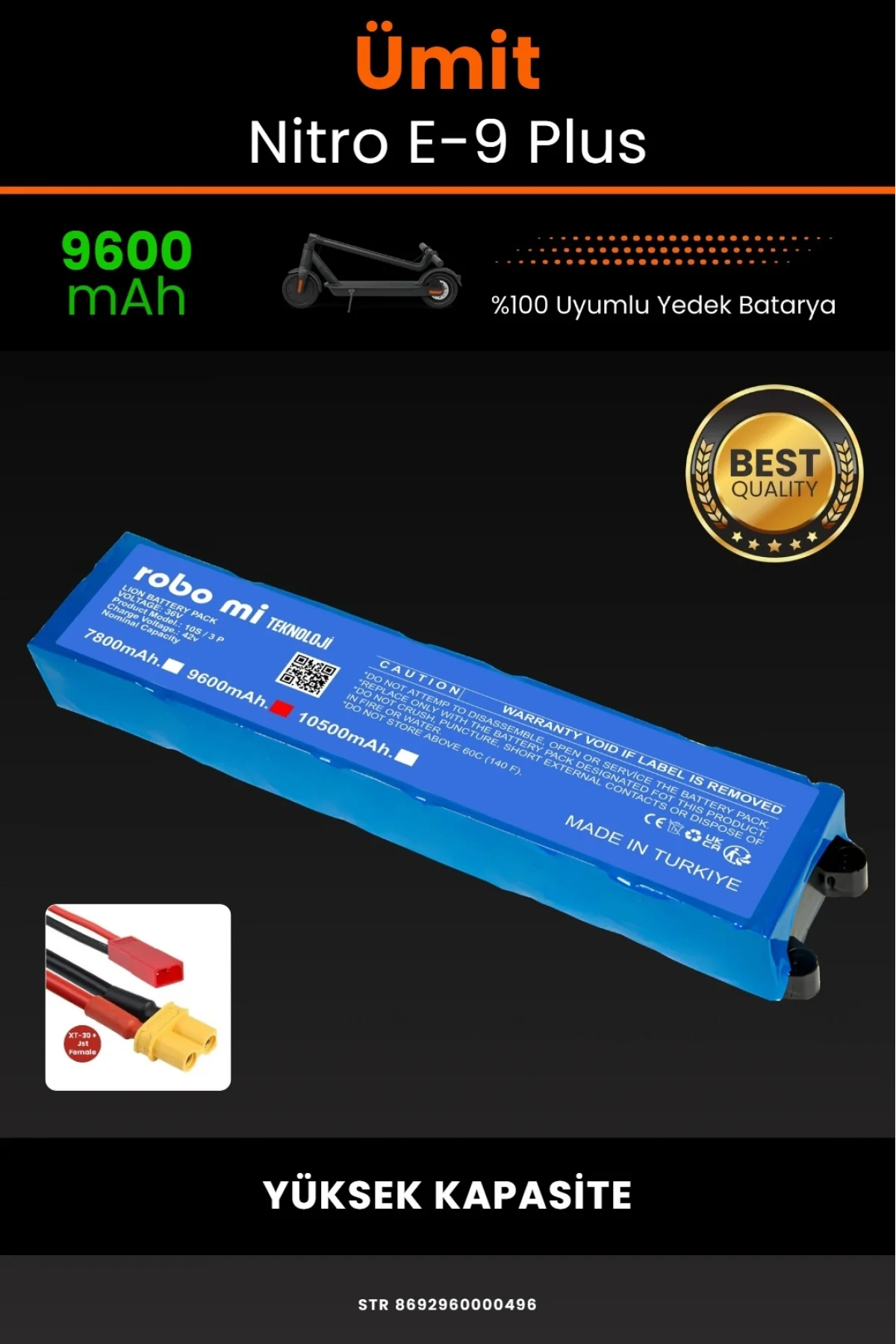 Ümit Nitro E9 Plus Elektrikli Scooter Uyumlu 9600mAh Batarya Modülü - Yüksek Kapasite
