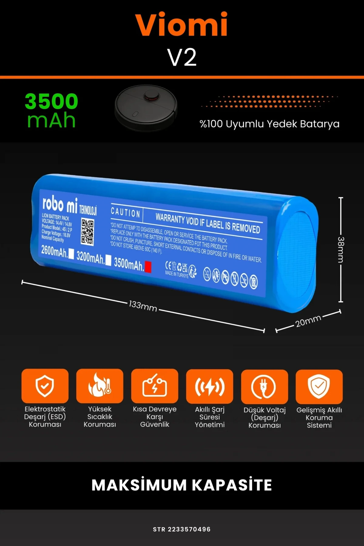 Viomi V2 3500mAh Robot Süpürge Bataryası - Gerçek Kapasite, Maksimum Güvenlik