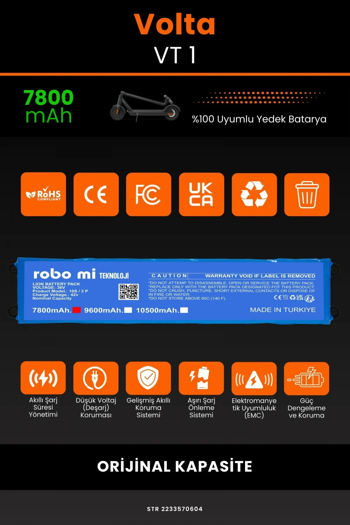 Volta VT-1 /36V 7800mAh Elektrikli Scooter Bataryası - Gerçek Kapasite, Maksimum Güvenlik