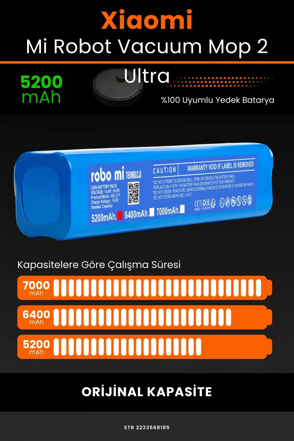 Xiaomi Mi Robot Vacuum Mop 2 Ultra 5200mAh Robot Süpürge Bataryası - Gerçek Kapasite