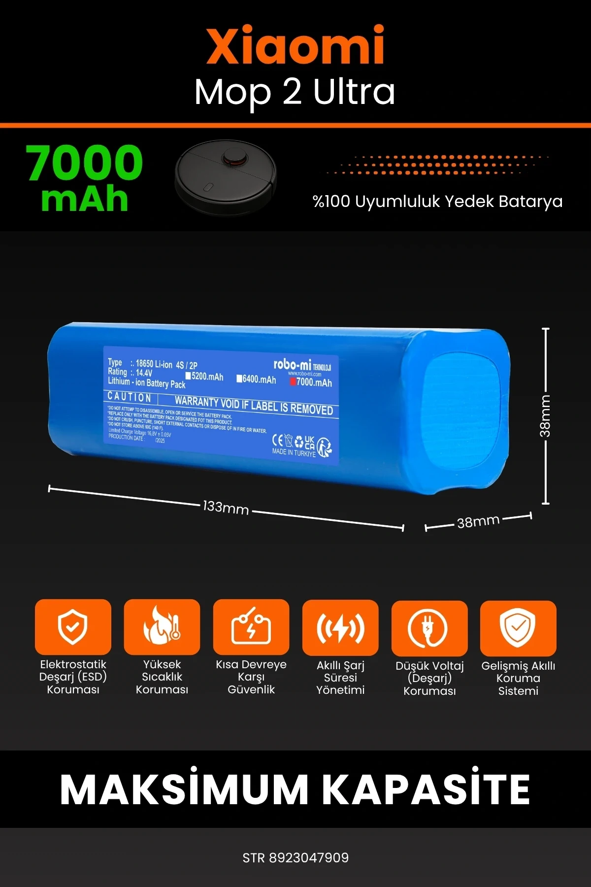 Xiaomi Mi Robot Vacuum Mop 2 Ultra 7000mAh Robot Süpürge Bataryası - Gerçek Kapasite