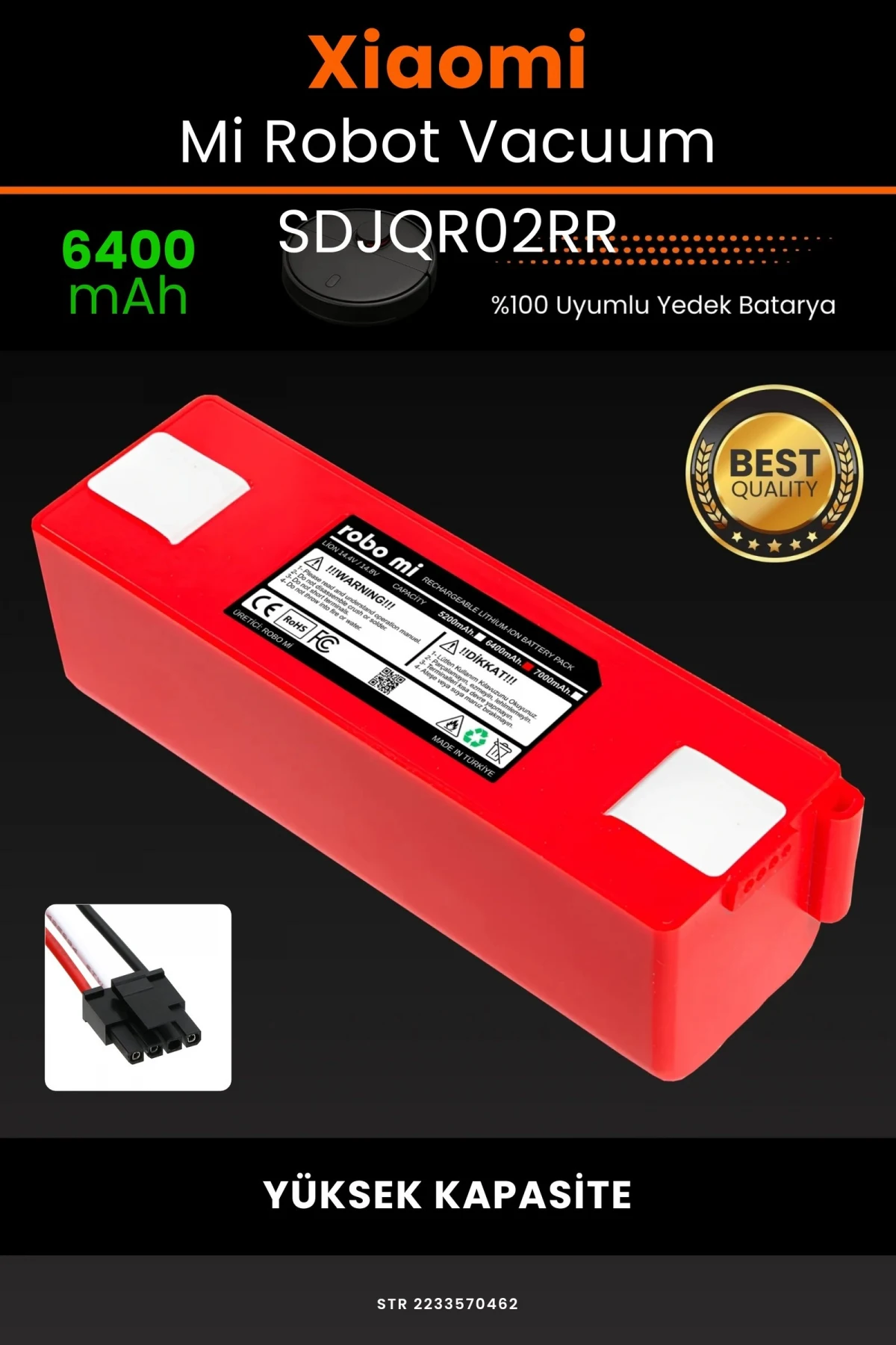 Xiaomi Mi Robot Vacuum SDJQR02RR 6400mAh Robot Süpürge Bataryası - Gerçek Kapasite