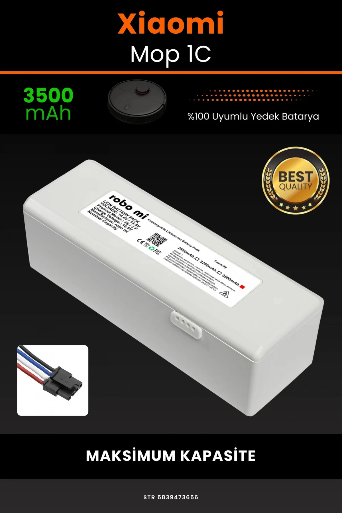 Xiaomi Mi Vacuum Mop 1C 3500mAh Robot Süpürge Bataryası - Gerçek Kapasite, Maksimum Güvenlik