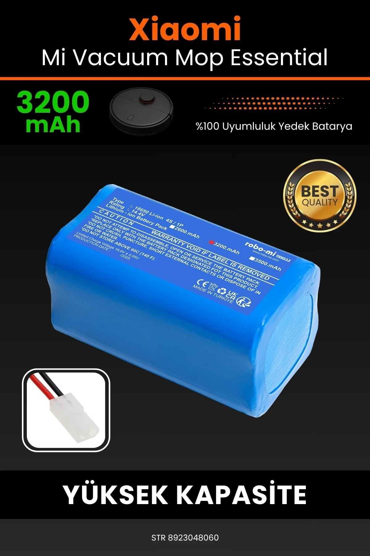Xiaomi Mi Vacuum Mop Essential Uyumlu 3200mAh Robot Süpürge Bataryası - Yüksek Kapasite