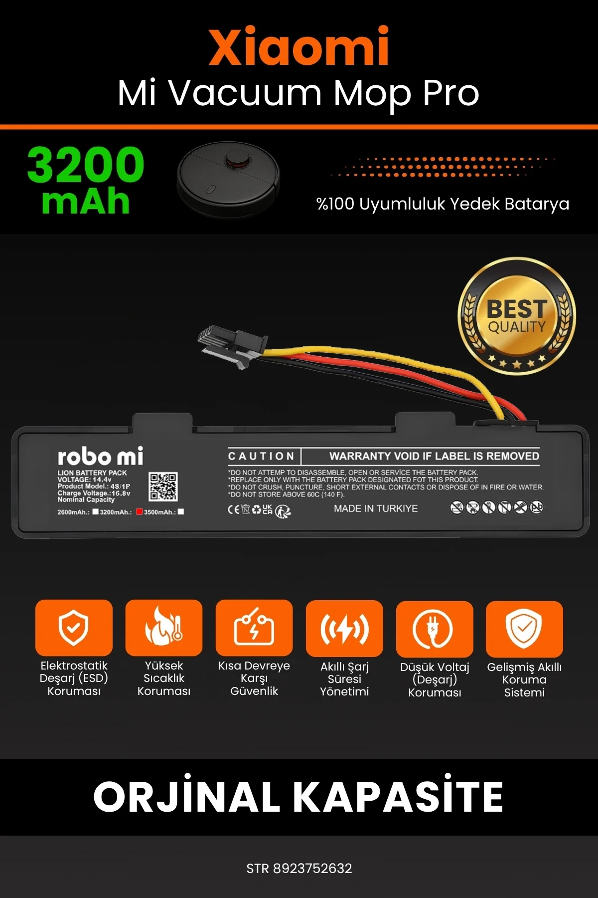 Xiaomi Mi Vacuum Mop Pro 3200mAh Robot Süpürge Bataryası - BOX