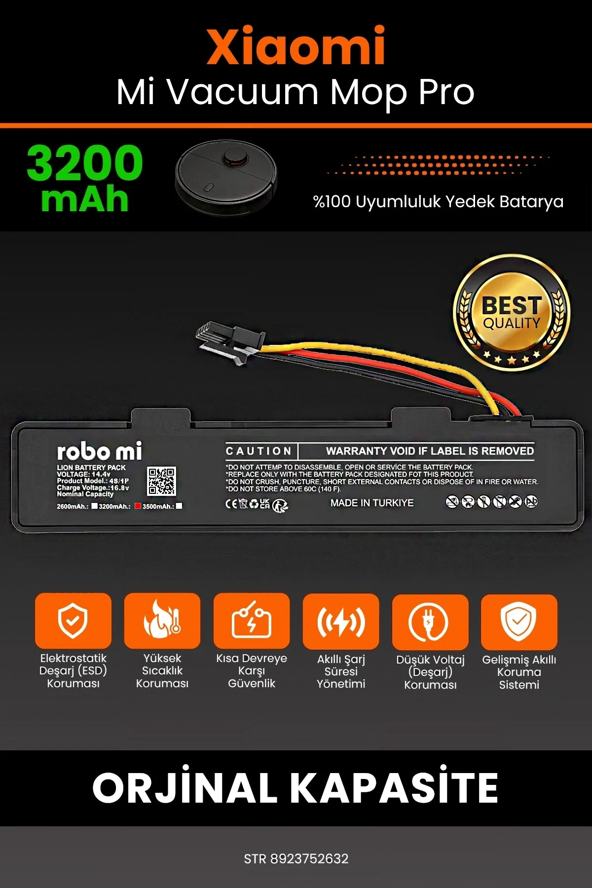 Xiaomi Mi Vacuum Mop Pro 3200mAh Robot Süpürge Bataryası - BOX