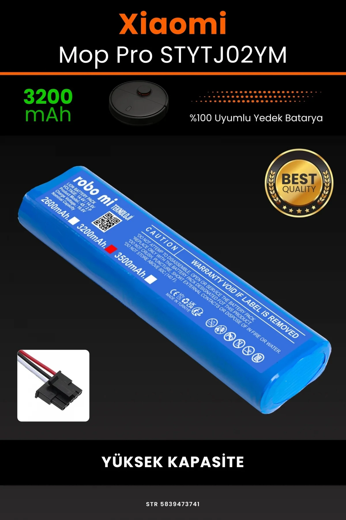 Xiaomi Mi Vacuum Mop Pro 3200mAh Robot Süpürge Bataryası - Gerçek Kapasite, Maksimum Güvenlik