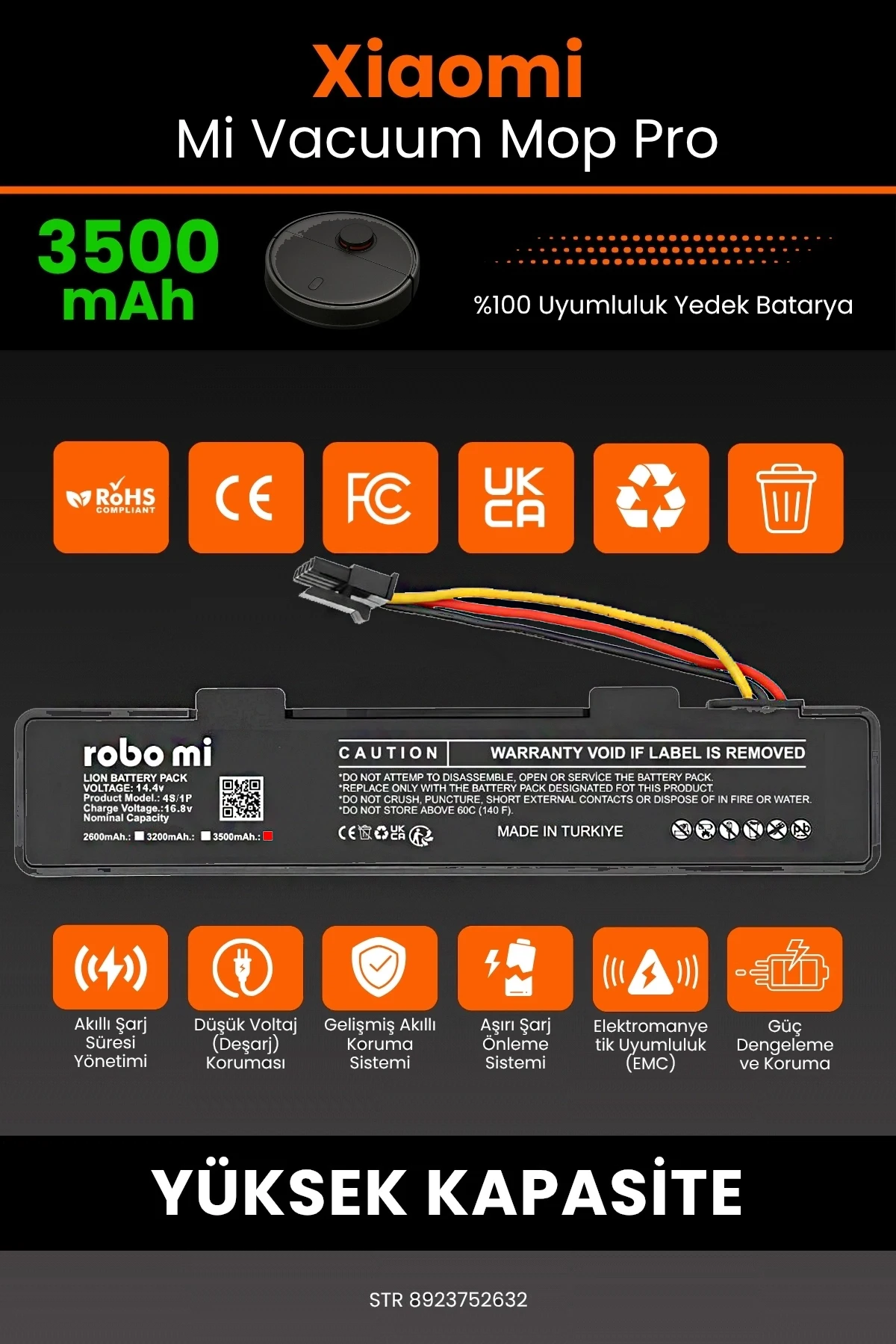 Xiaomi Mi Vacuum Mop Pro 3500mAh Robot Süpürge Bataryası - BOX