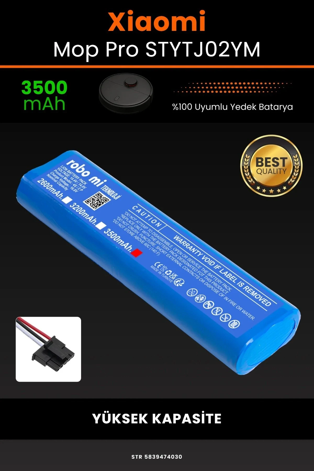 Xiaomi Mi Vacuum Mop Pro 3500mAh Robot Süpürge Bataryası BOX - Gerçek Kapasite, Maksimum Güvenlik