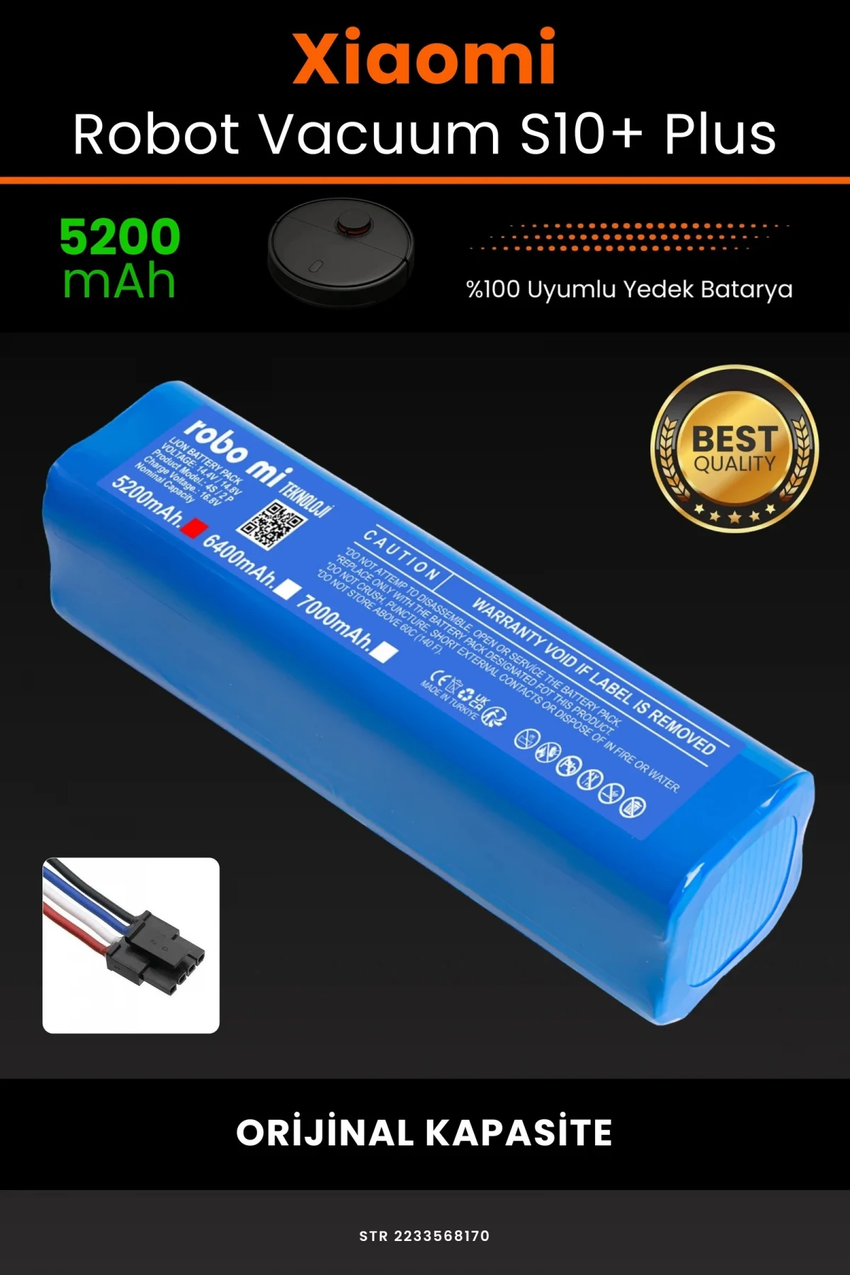 Xiaomi Robot Vacuum S10+ Plus 5200mAh Robot Süpürge Bataryası - Gerçek Kapasite, Maksimum Güvenlik