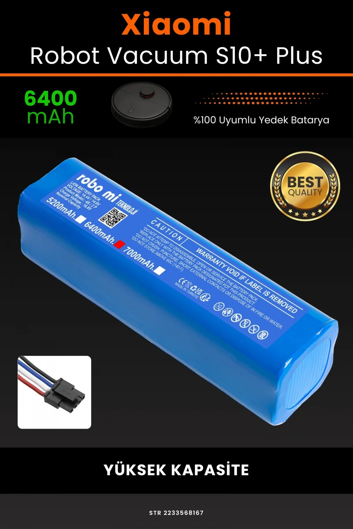Xiaomi Robot Vacuum S10+ Plus 6400mAh Robot Süpürge Bataryası - Gerçek Kapasite, Maksimum Güvenlik