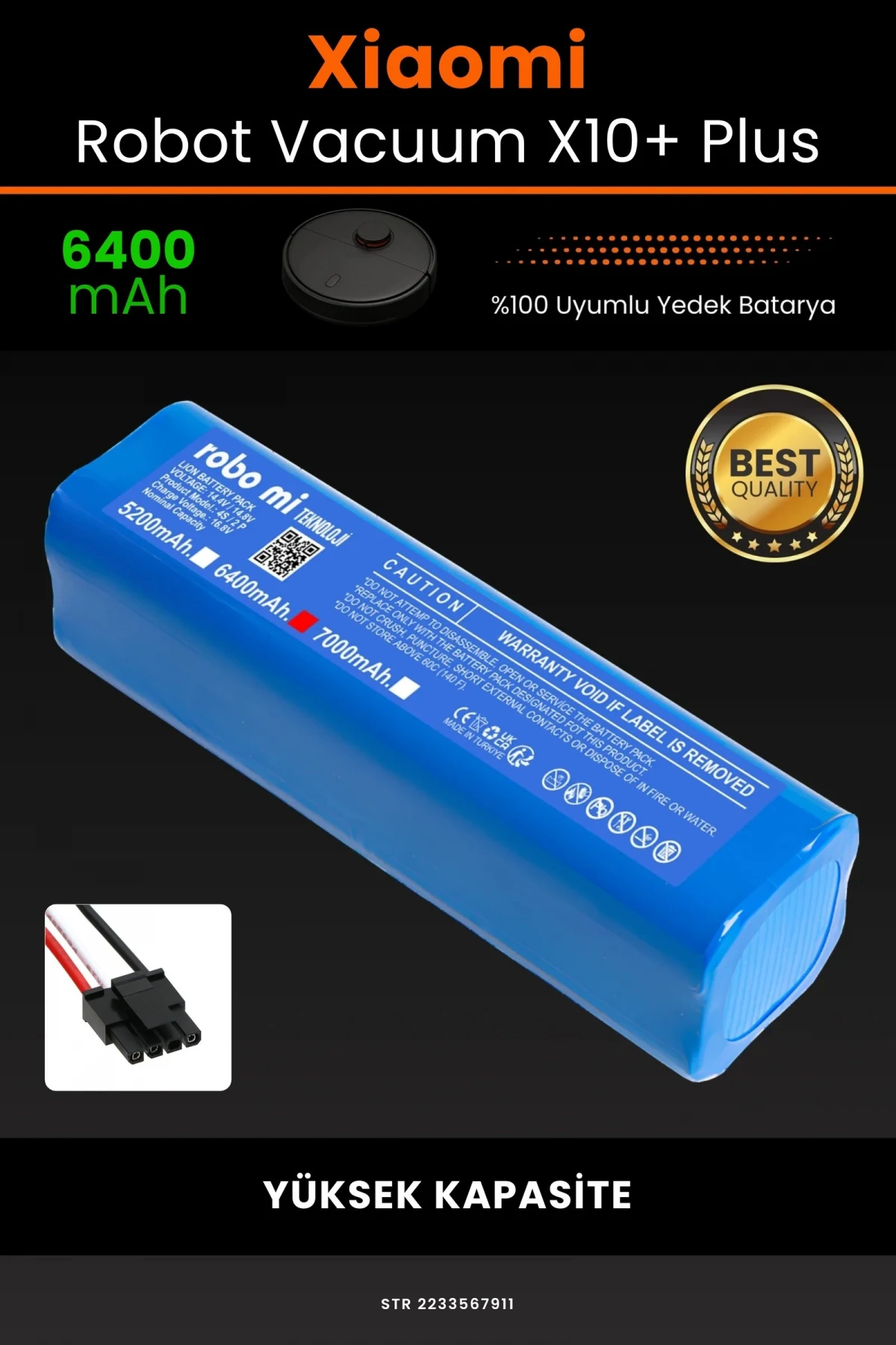 Xiaomi Robot Vacuum X10 Plus 6400mAh Robot Süpürge Bataryası - Gerçek Kapasite, Maksimum Güvenlik