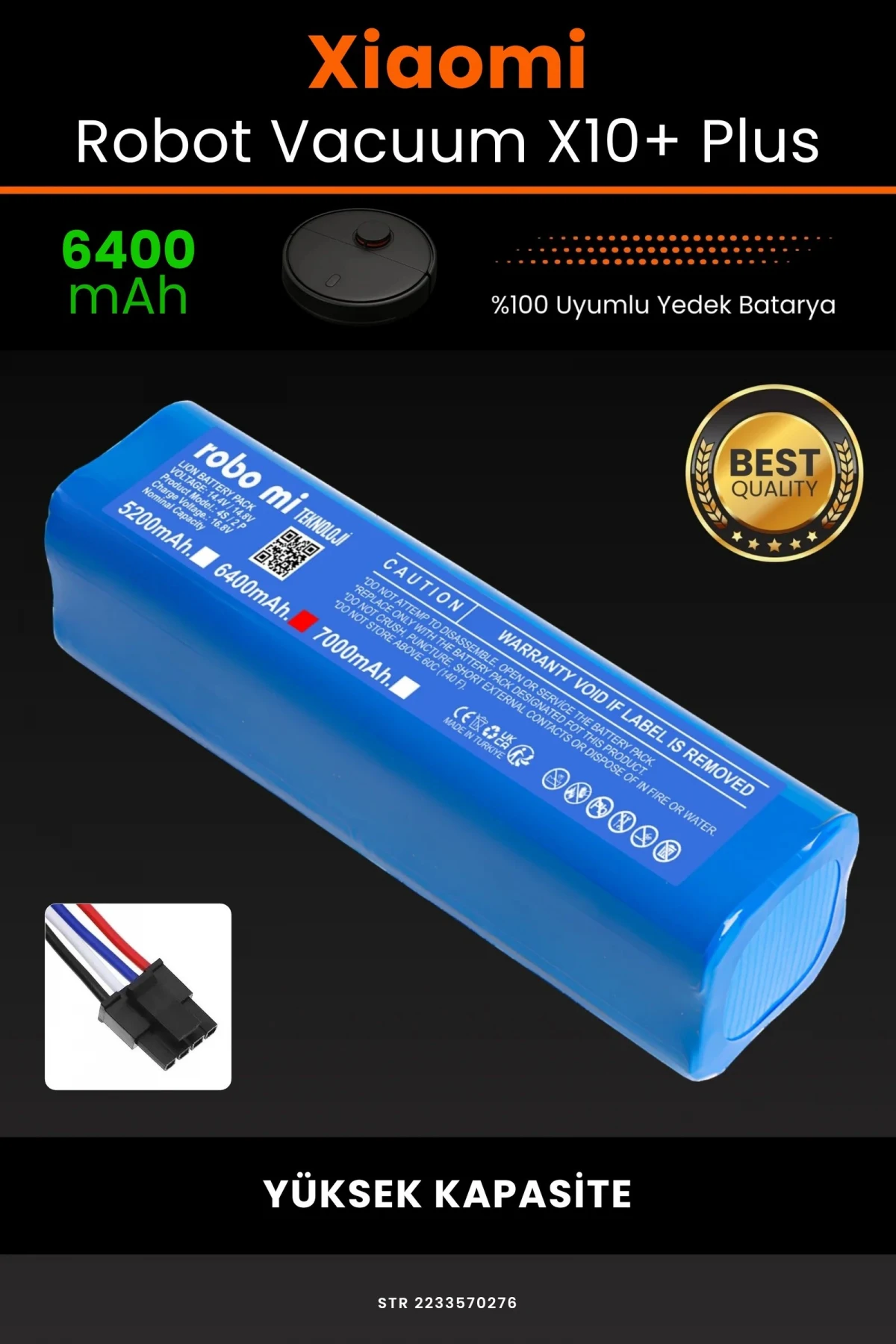 Xiaomi Robot Vacuum X10+ Plus 6400mAh Robot Süpürge Bataryası - Gerçek Kapasite, Maksimum Güvenlik