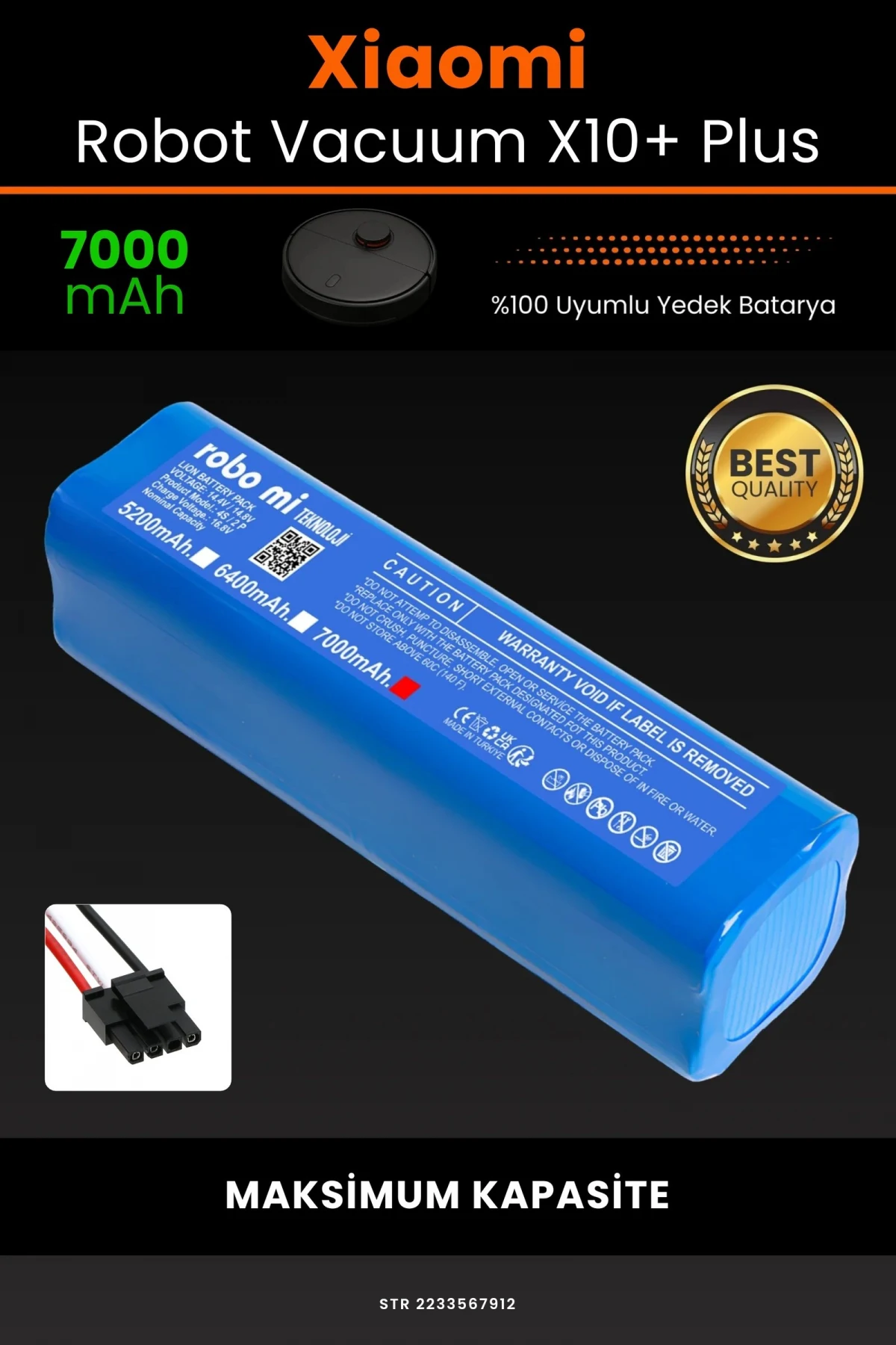 Xiaomi Robot Vacuum X10 Plus 7000mAh Robot Süpürge Bataryası - Gerçek Kapasite, Maksimum Güvenlik