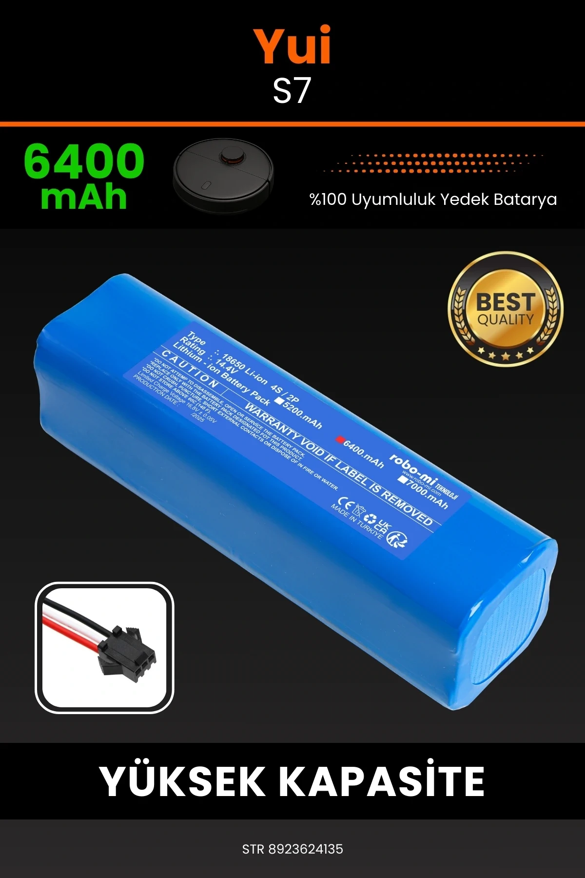 Yui S7 6400mAh Robot Süpürge Bataryası - Sertifikalı Güvenlik, Gerçek Kapasite