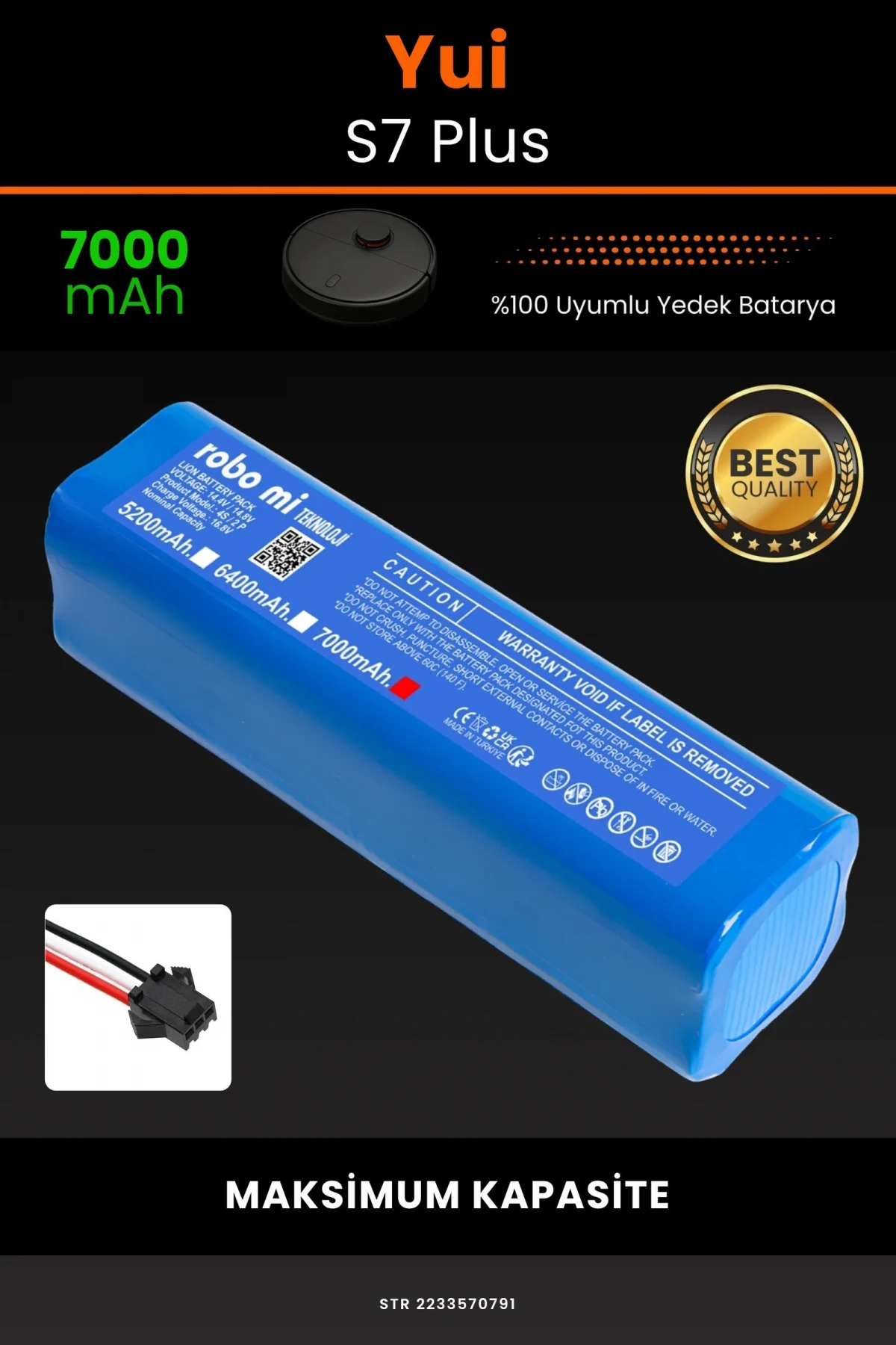 Yui S7 Plus 7000mAh Robot Süpürge Bataryası - Gerçek Kapasite, Maksimum Güvenlik