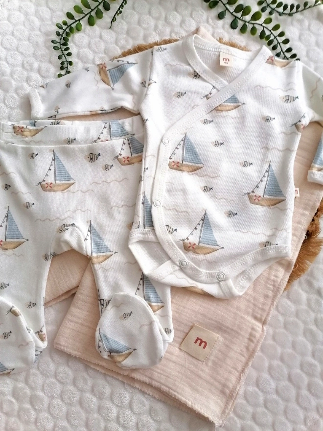 Gemi Balık Baskı Kruvaze 3 lü Set