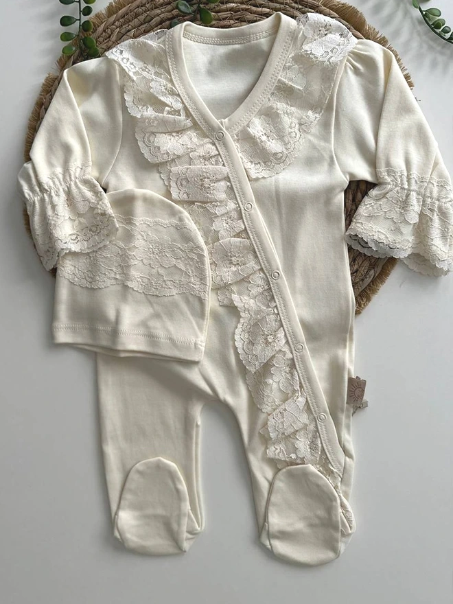 Little Flower Romper Krem Tulum