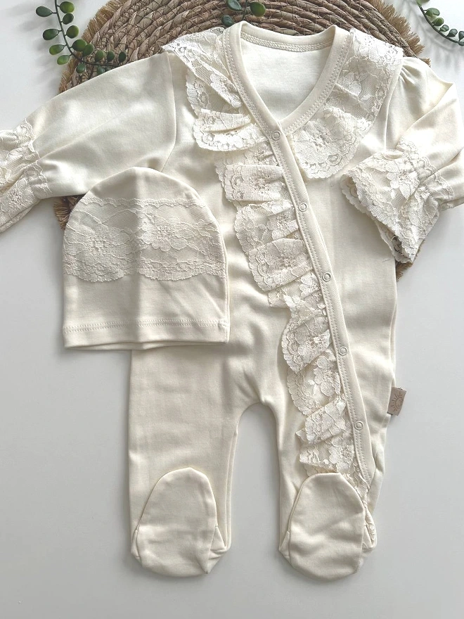 Little Flower Romper Krem Tulum