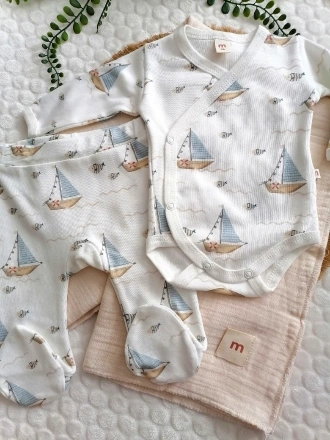 Gemi Balık Baskı Kruvaze 3 lü Set