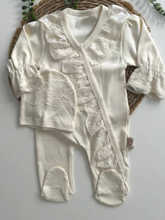 Little Flower Romper Krem Tulum