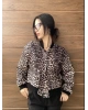 Leopar Desen Crop Ceket