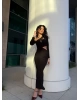 Siyah Bel Detay Uzun Elbise