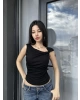 Siyah Omuz Detay Basic Crop