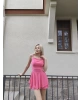 Pembe Askılı Şortlu Elbise
