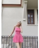 Pembe Askılı Şortlu Elbise