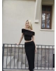 Siyah Madonna Yaka Bürümcük Etek Takım