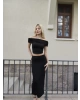 Siyah Madonna Yaka Bürümcük Etek Takım