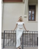 Beyaz Madonna Yaka Bürümcük Etek Takım