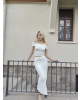 Beyaz Madonna Yaka Bürümcük Etek Takım