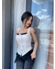 Beyaz Fiyonk Detay Tasarım Crop Bluz