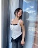 Beyaz Fiyonk Detay Tasarım Crop Bluz