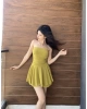 Yeşil Straplez Şortlu Elbise
