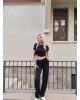 Siyah Büzgü Detay Bürümcük Alt Üst Takım