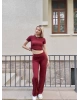 Bordo Büzgü Detay Bürümcük Alt Üst Takım