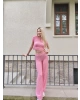 Pembe Büzgü Detay Bürümcük Alt Üst Takım