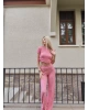 Pembe Büzgü Detay Bürümcük Alt Üst Takım
